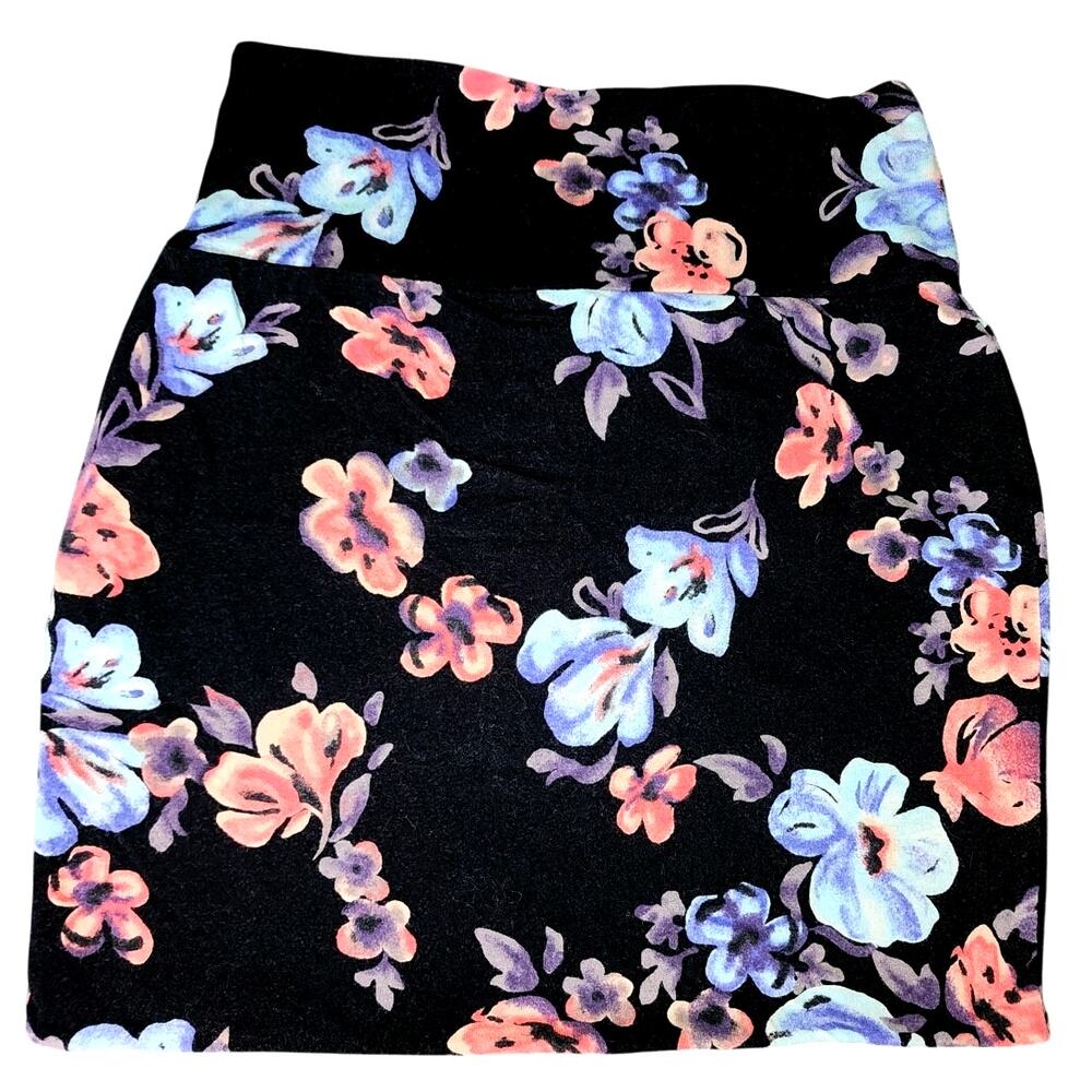 Ambiance Black Multicolored Floral Mini Skirt Size Small
